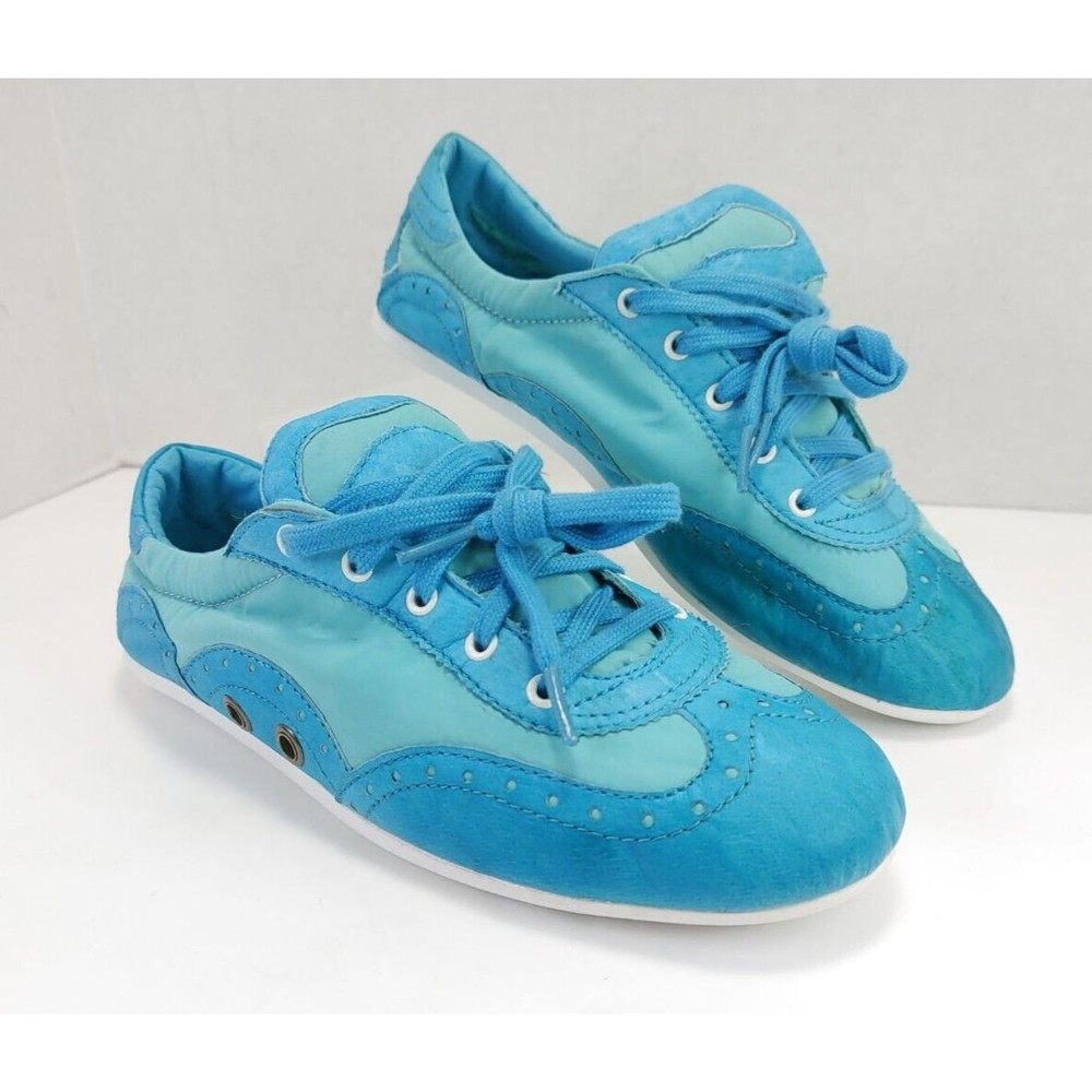 Volatile Kicks® Turquoise Leather and Nylon Fashion Sneakers Women's Size US 7.5